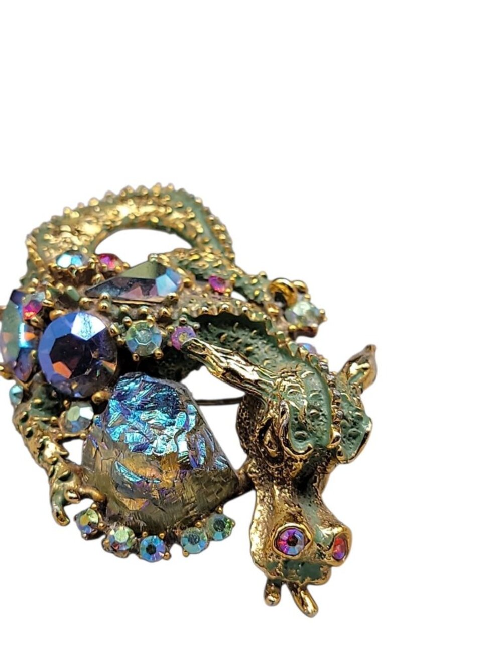 Vtg HAR Dragon Fantasy Lava Rock Demi-Parure 1959 Brooch Bracelet Earrings Set - Picture 9 of 16